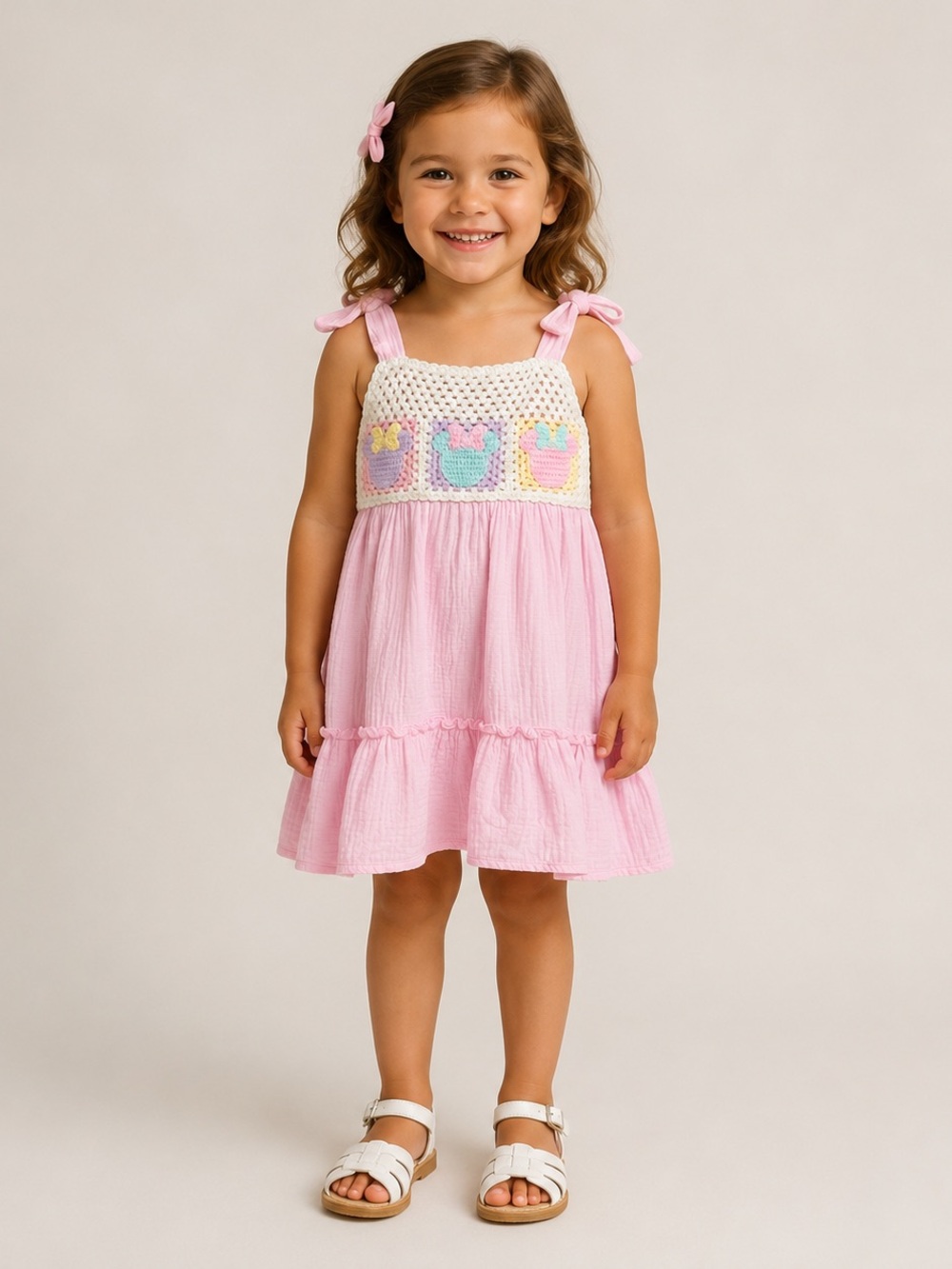 Disney Minnie Mouse Tie-Shoulder Crochet Bodice Sundress